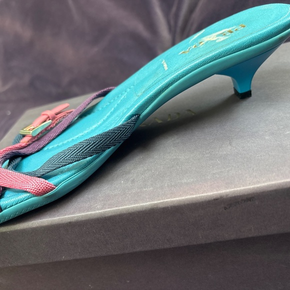 Prada turquoise blue and multicolored straps sandals - Picture 6 of 6